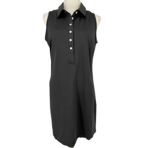 Tee 2 Sea Black Sleeveless Collared Golf Tennis Polo Dress Sz M Sport Athleisure